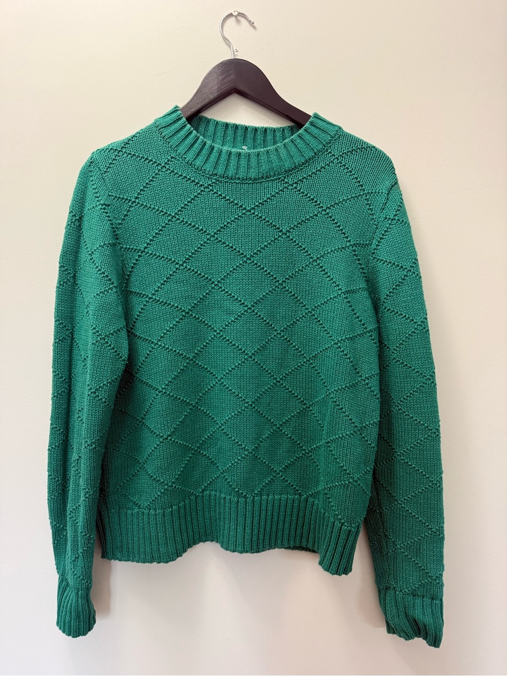 Textured Emerald Crewneck Sweater for Women